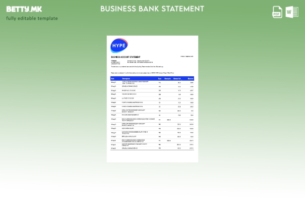 Модерен стил HYPE SPA банкарска компанија која проверува извод од сметката Шабло